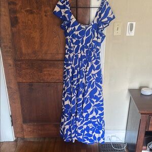 Blue and White Floral Dress